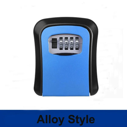 4 Digit Combination Key Lock Box Aluminum Wall Mounted Key Lockbox with Code for House Key Storage Security Protection