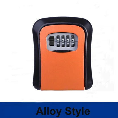 4 Digit Combination Key Lock Box Aluminum Wall Mounted Key Lockbox with Code for House Key Storage Security Protection