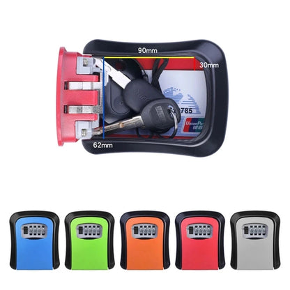 4 Digit Combination Key Lock Box Aluminum Wall Mounted Key Lockbox with Code for House Key Storage Security Protection