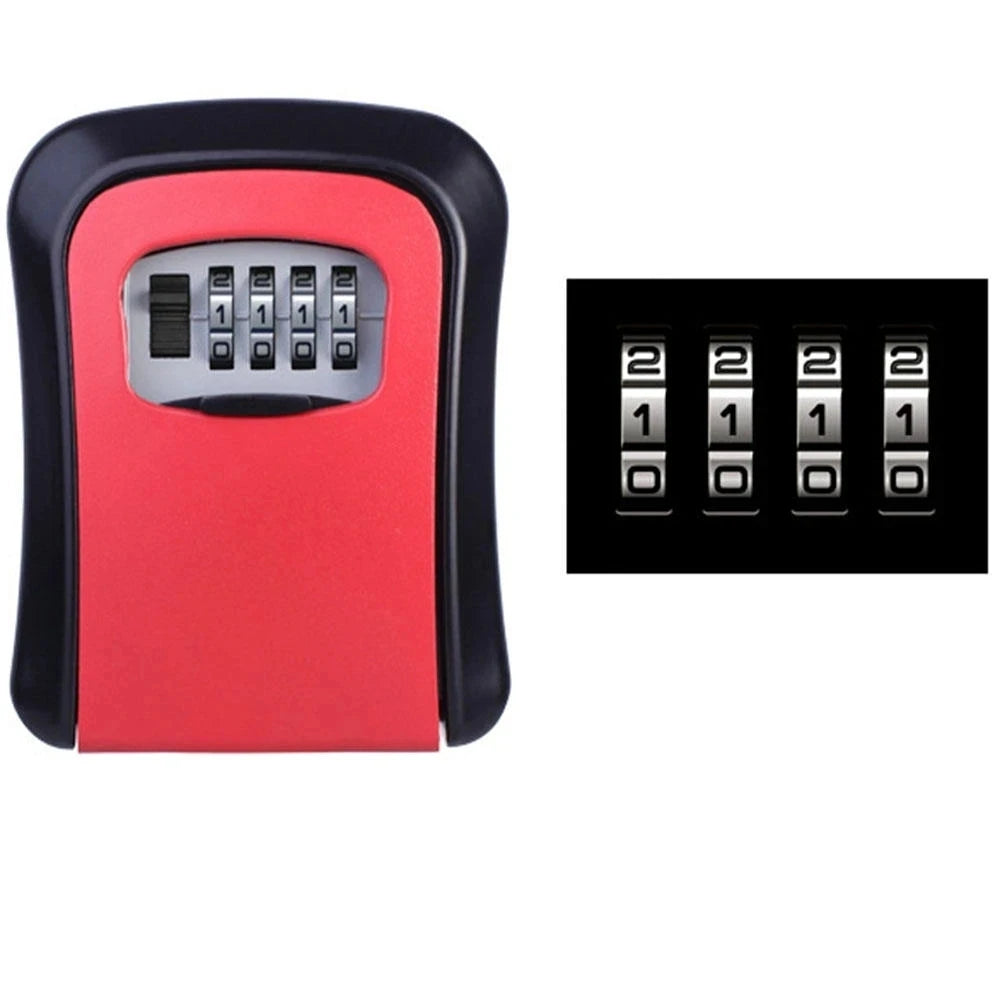 4 Digit Combination Key Lock Box Aluminum Wall Mounted Key Lockbox with Code for House Key Storage Security Protection