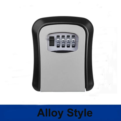 4 Digit Combination Key Lock Box Aluminum Wall Mounted Key Lockbox with Code for House Key Storage Security Protection